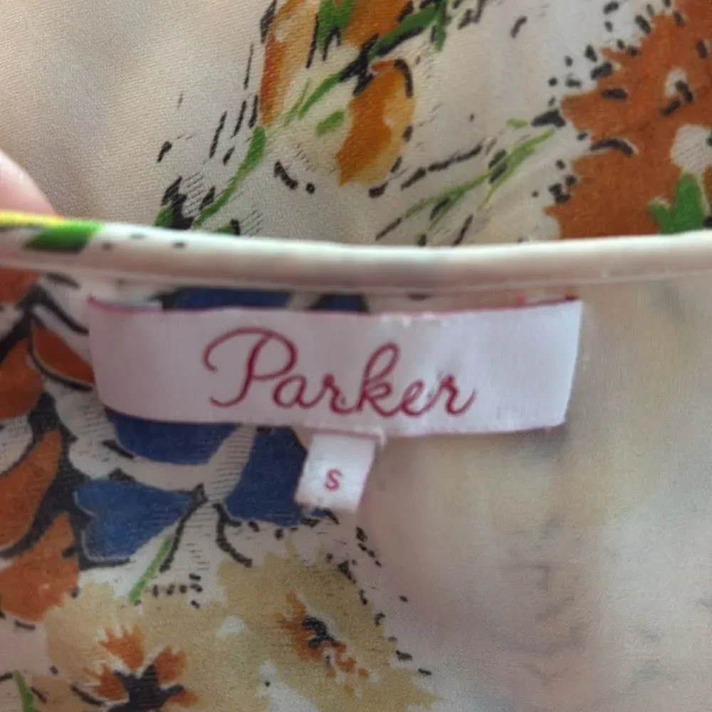 Parker silk/viscose Floral Print Dress with Ruffle Sleeves, S